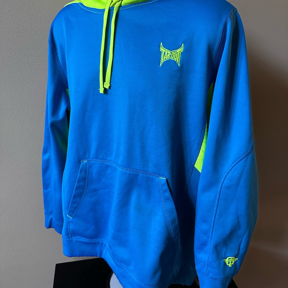 Tapout Hoodie in Blue and Neon Green